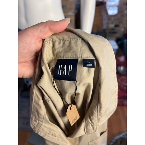 Gap Khaki Tan Cotton Poplin Sleeveless Cutout Back Collared Shirt Dress XS - Picture 6 of 6